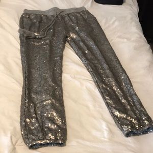 Silver sequin pants. Fully lined